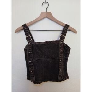 Women's Nwt ZARA Black Denim Bustier Top, Size US Small